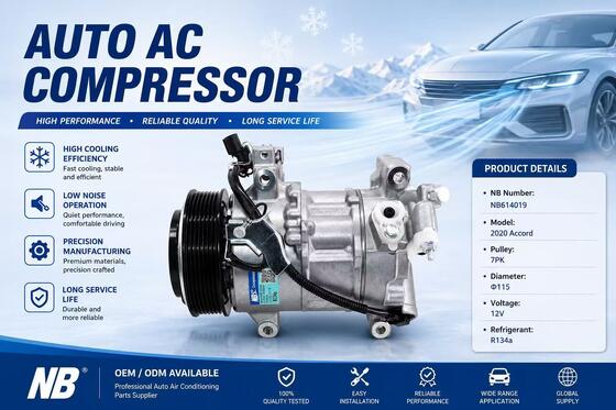 ホンダアコード1.5T CV1 2018-2020用オートACコンプレッサー NB614019, 38810-6A0-A01 38810-6A1-H01, 7PK 115mm 12V A/Cポンプ